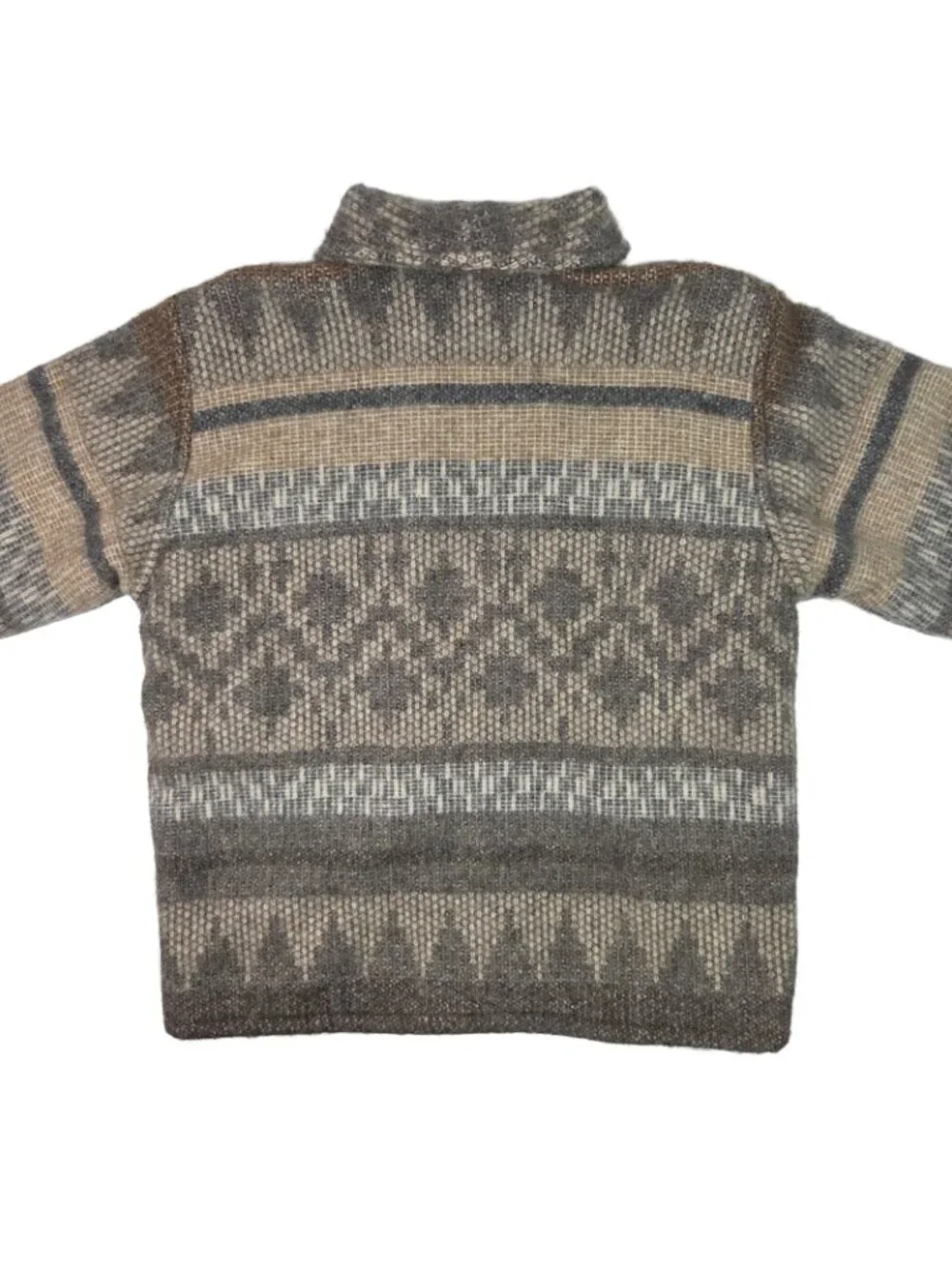 Vtg Baby Alpaca Aztec Jacket M Lined Western 90s 80s Granola Neutrals
